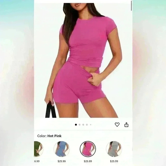 Hot pink Amazon two piece athletic set size large new with tags - Picture 8 of 8